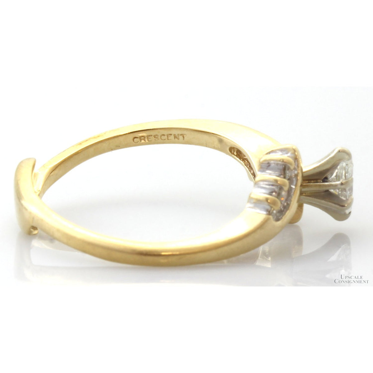 Vintage Crescent 14KP Gold Marquise Diamond Shadow Band | Estate Wedding Ring