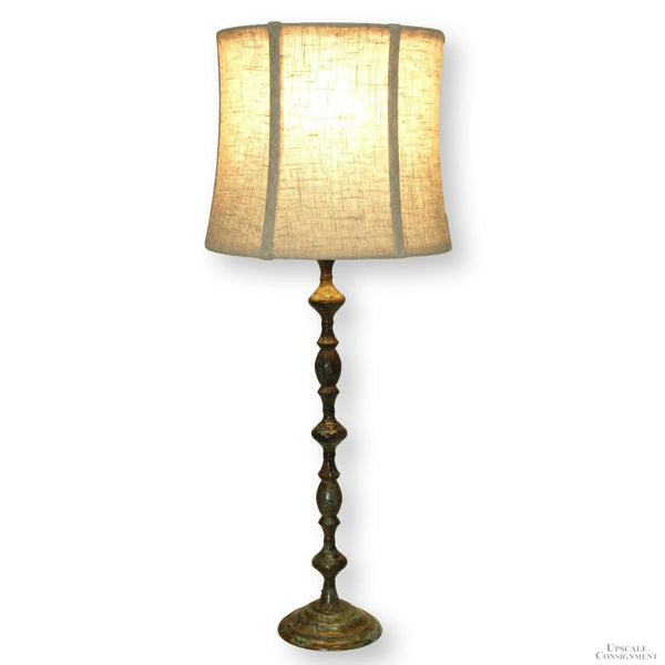 Verdigris Brass Candlestick Table Lamp
