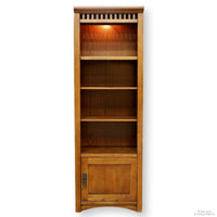 Oak Furniture West Lighted Mission Style Bookshelf w/Cabinet