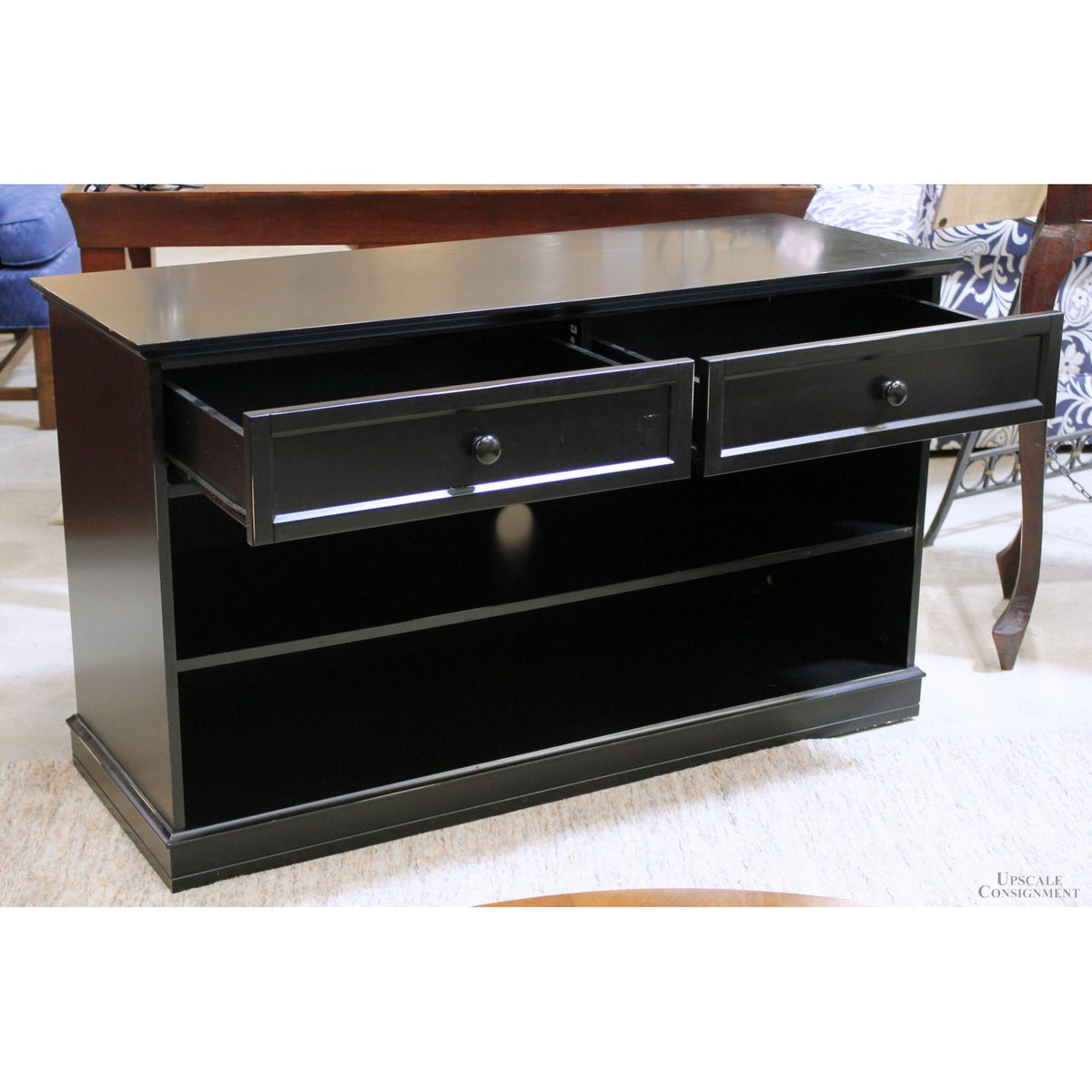 Black Distressed 2 Drawer Media Console