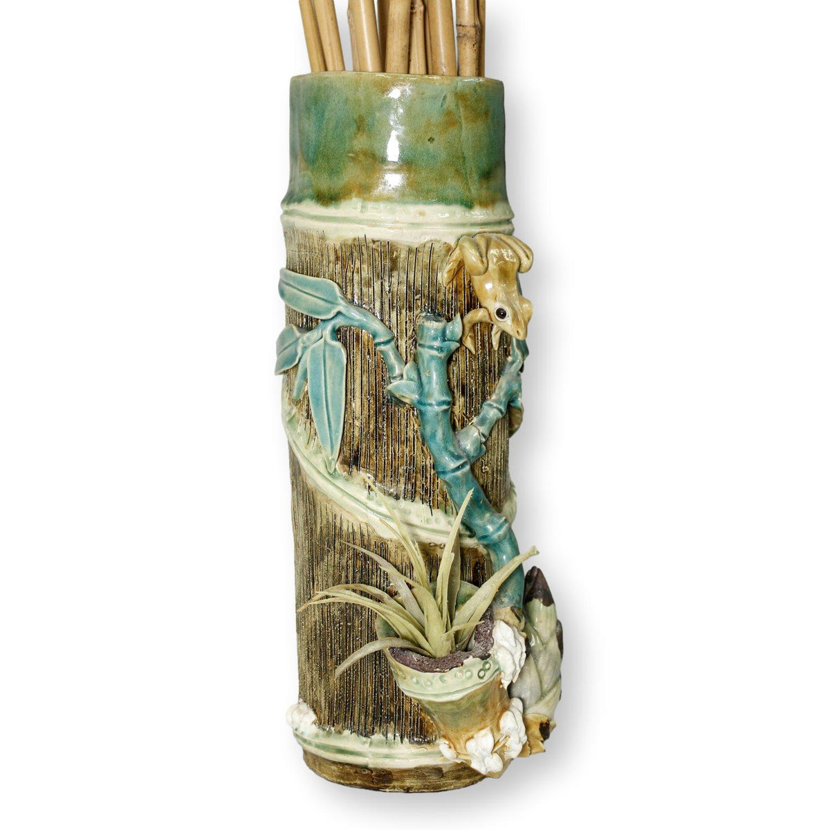Jim Marvin Ceramic vase w/Bamboo Sticks