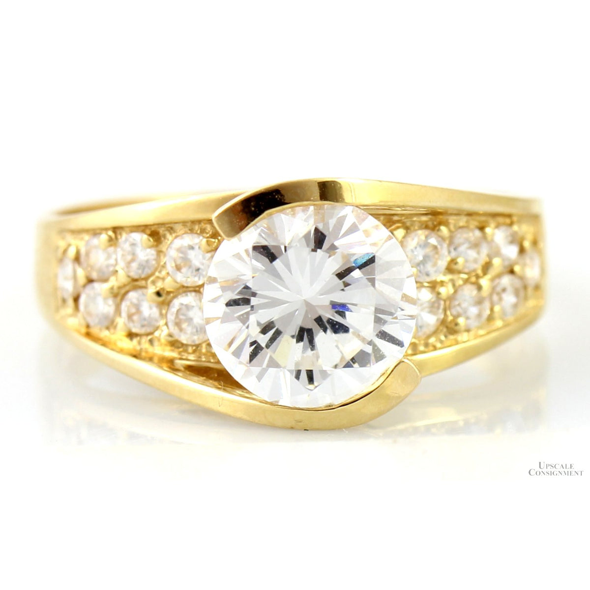 8.2mm Round Brilliant Cubic Zirconia 14K Yellow Gold Ring