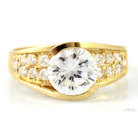 8.2mm Round Brilliant Cubic Zirconia 14K Yellow Gold Ring