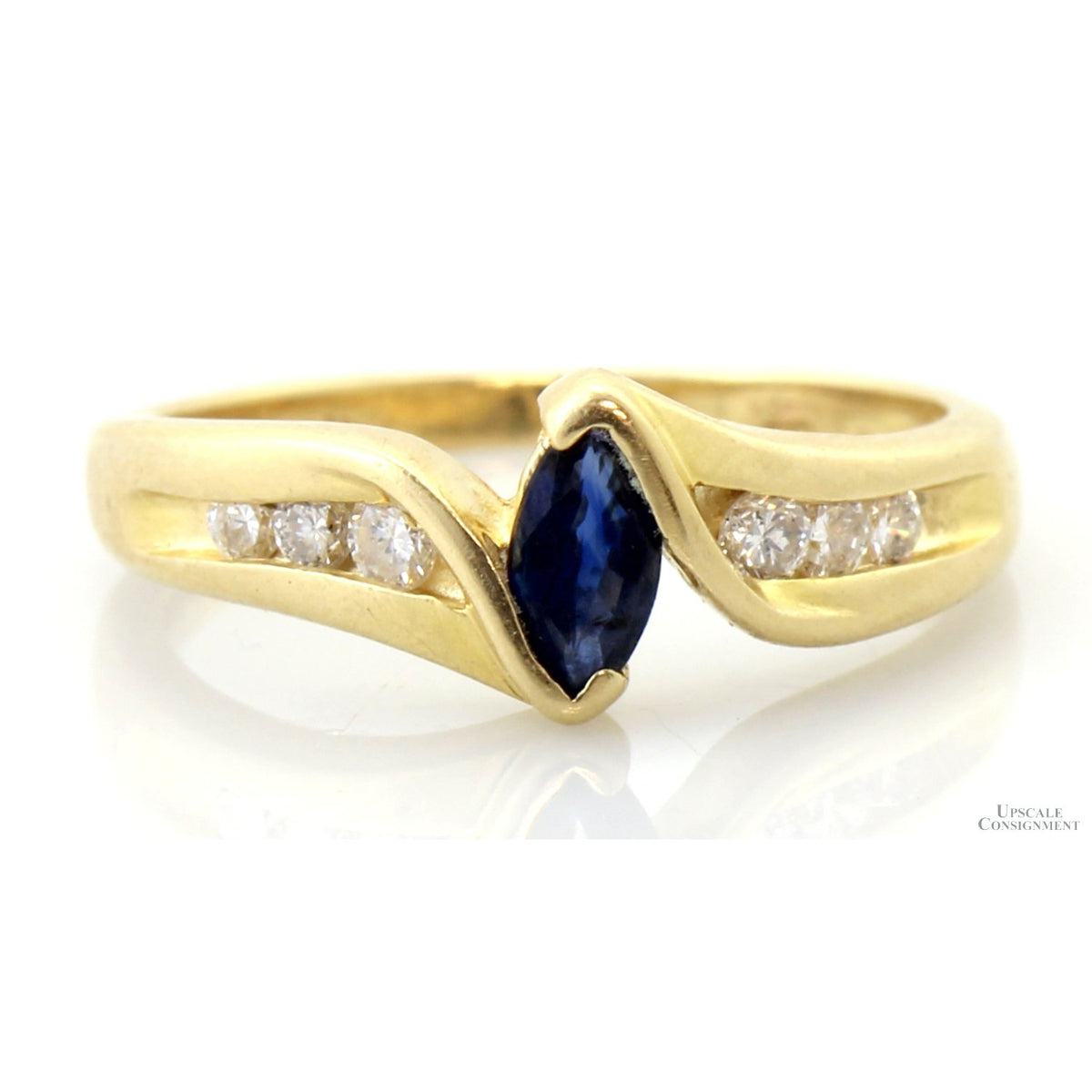 Natural Blue Sapphire & Diamond 14K Yellow Gold Ring
