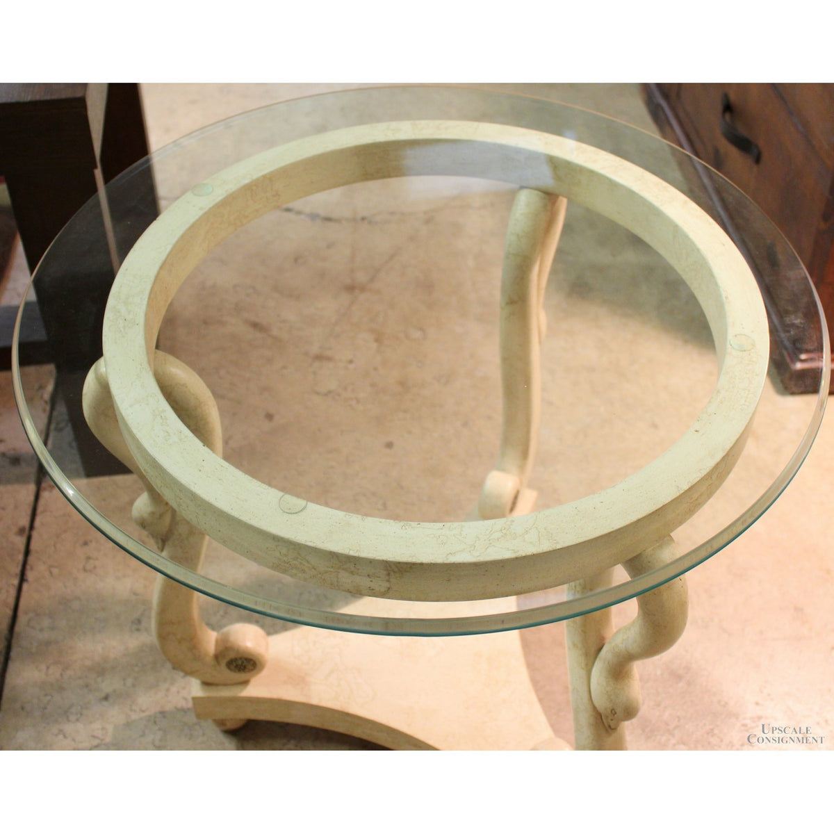 Swan Neck Round Glass Accent Table