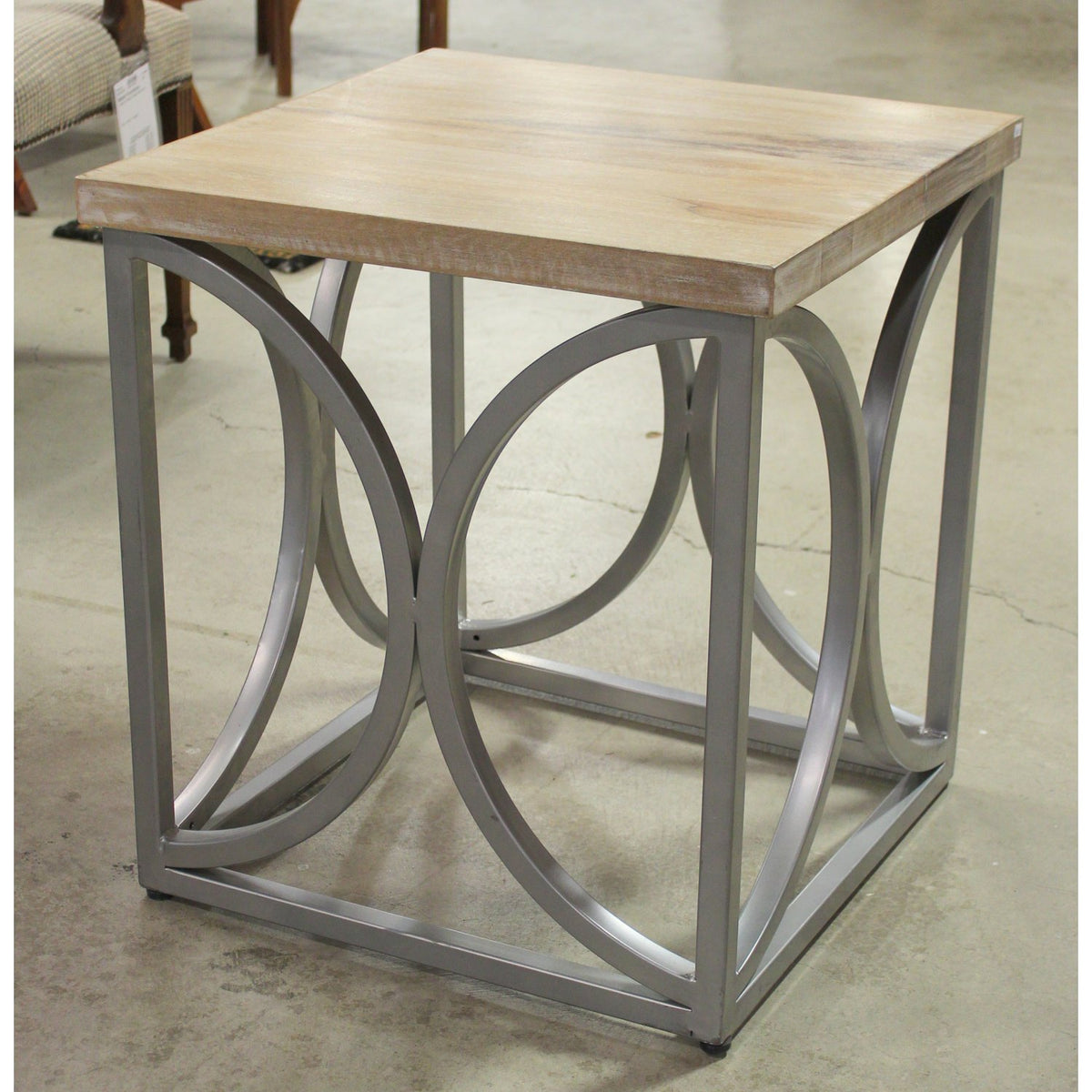Wood Top, Steel Base End Table