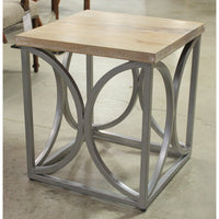 Wood Top, Steel Base End Table