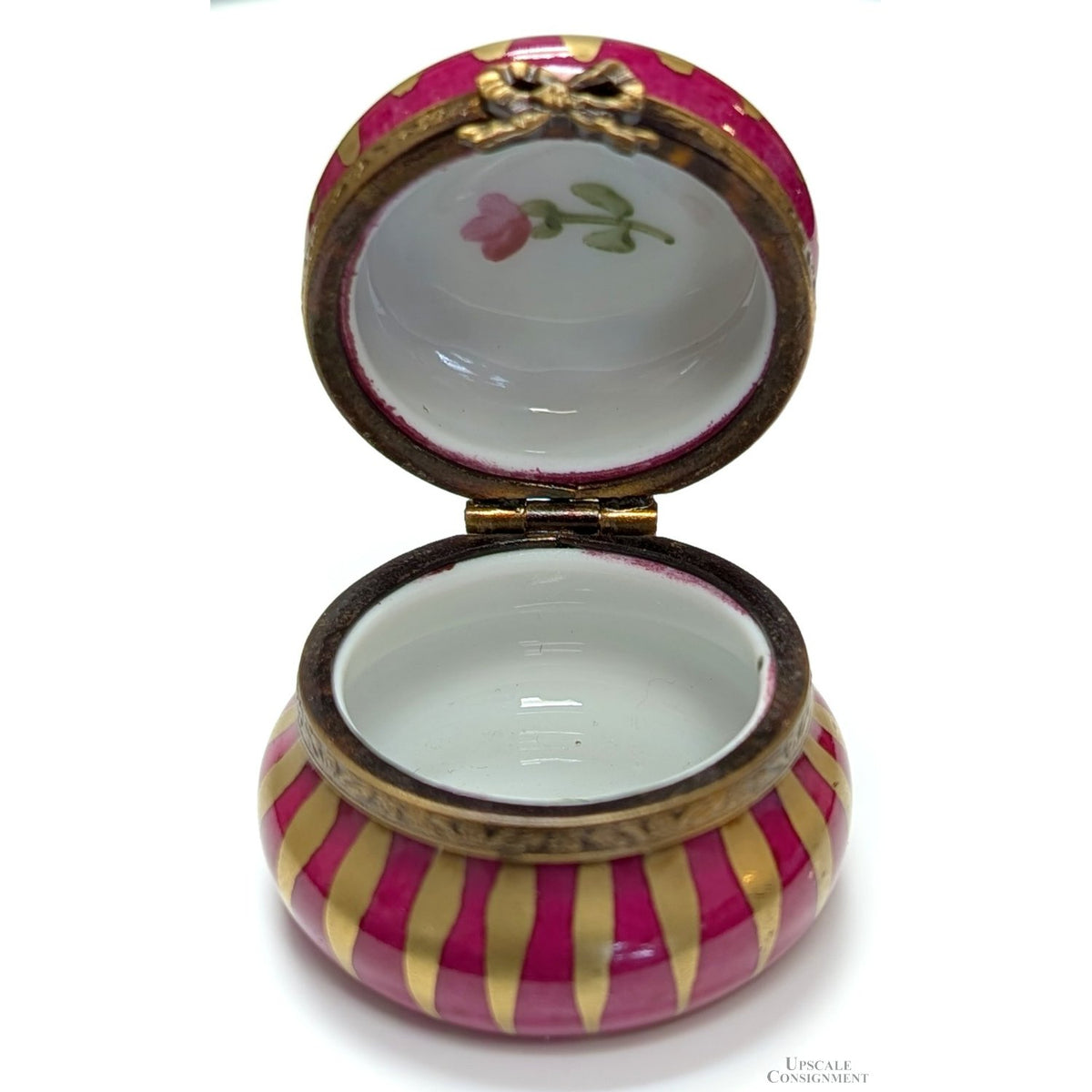 Limoges Round Hand-Painted Trinket Box