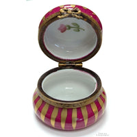 Limoges Round Hand-Painted Trinket Box