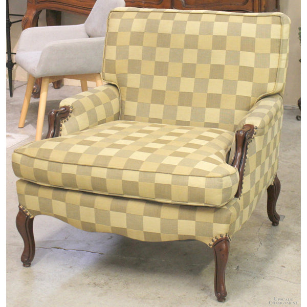 Checkered Bergere Accent Chair