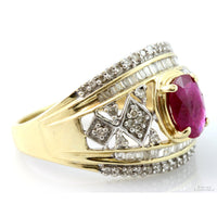 1.57ct Ruby & .56ctw Diamond 14K Yellow & White Gold Ring