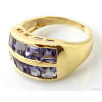 2.16ctw Iolite Gemstone 14K Yellow Gold Two-Row Band