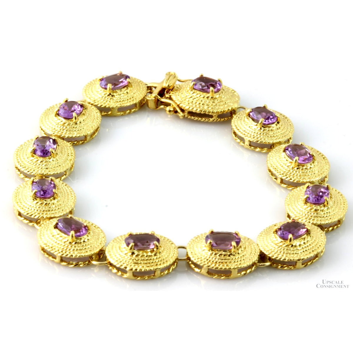 8.05ctw Amethyst Link 18K Yellow Gold Vermeil Bracelet