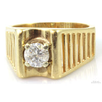 .93ct Diamond 14K Yellow Gold Open Linear Design Mens Ring