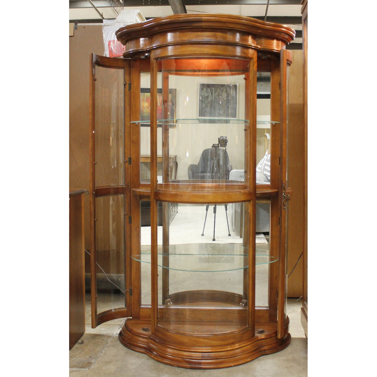 Curved Glass Curio Cabinet