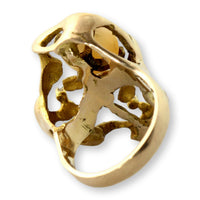 Vintage 14K Gold Australian White Opal & Diamond Ring | Mid-Century Brutalist Design