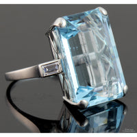 18.27ct Natural Aquamarine & .39ctw Diamond Platinum Ring