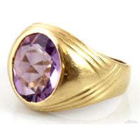 6.57ct Oval Amethyst Gemstone 14K Yellow Gold Men's Ring