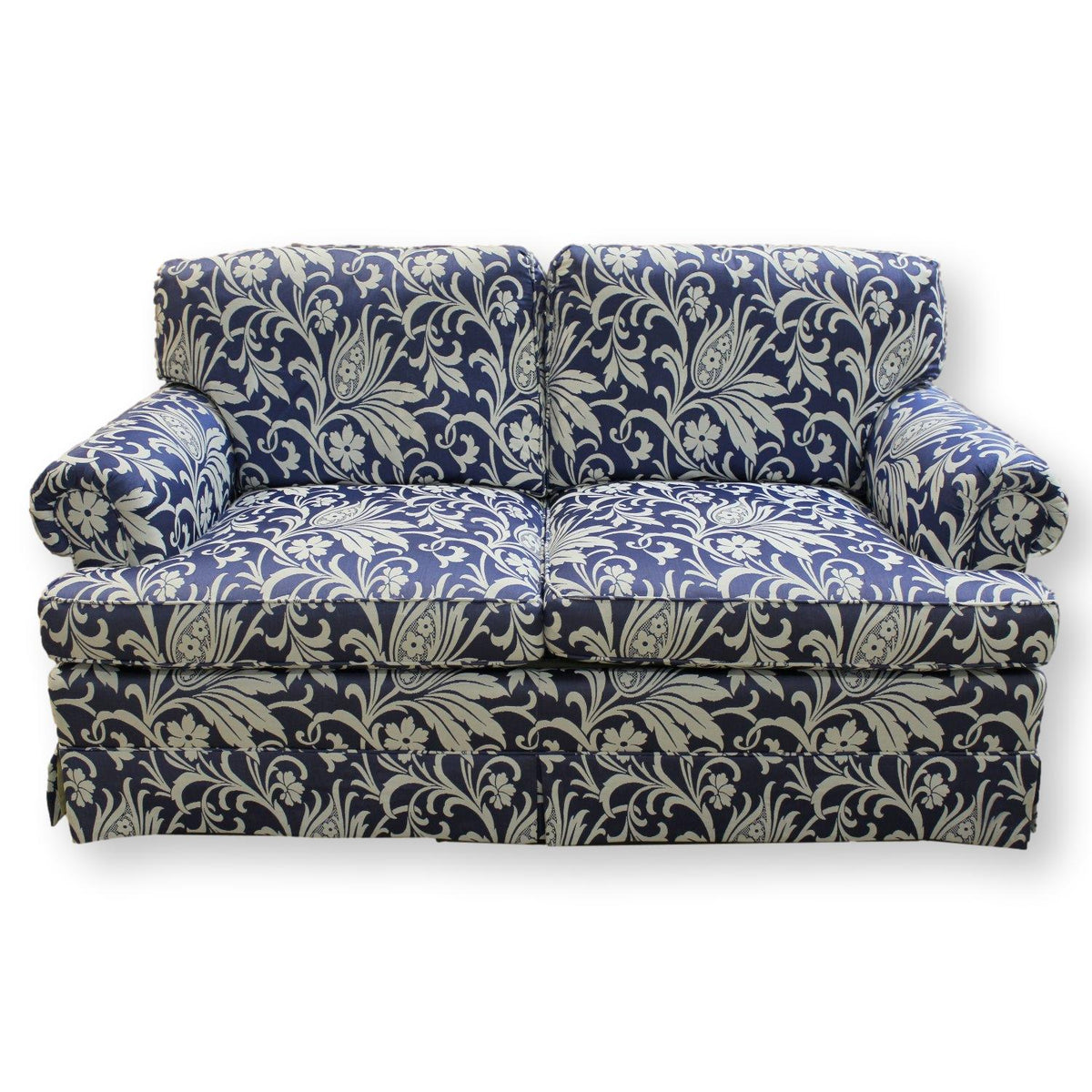 Baker Furniture Blue & White Print Loveseat
