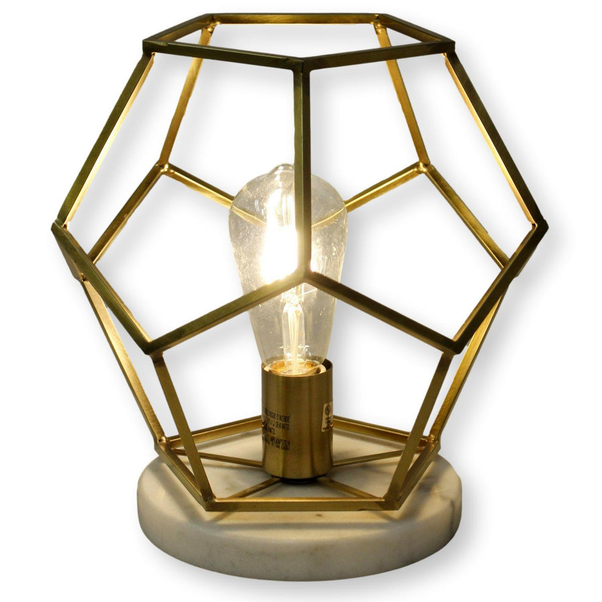 Geodome Brass & Marble Accent Table Lamp