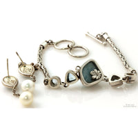 Starborn Larimar Blue Topaz White Topaz Pearl Sterling Silver Suite