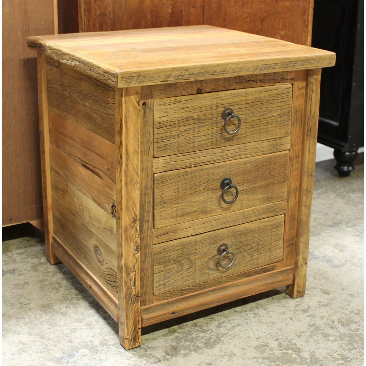 Reclaimed Wood 3 Drawer Nightstand