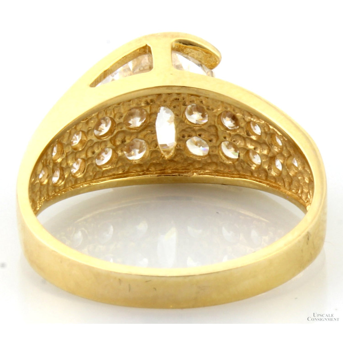 8.2mm Round Brilliant Cubic Zirconia 14K Yellow Gold Ring