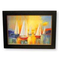 Framed Original Oil Painting - Sailboats