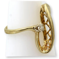 Vintage Japanese Modernist 10KP Gold Transitional Cut Diamond Ring | Estate Diamond Ring