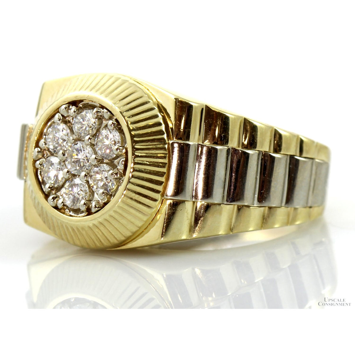 Ultra-Rolex Style Men's .57ctw Diamond 14K Gold Ring