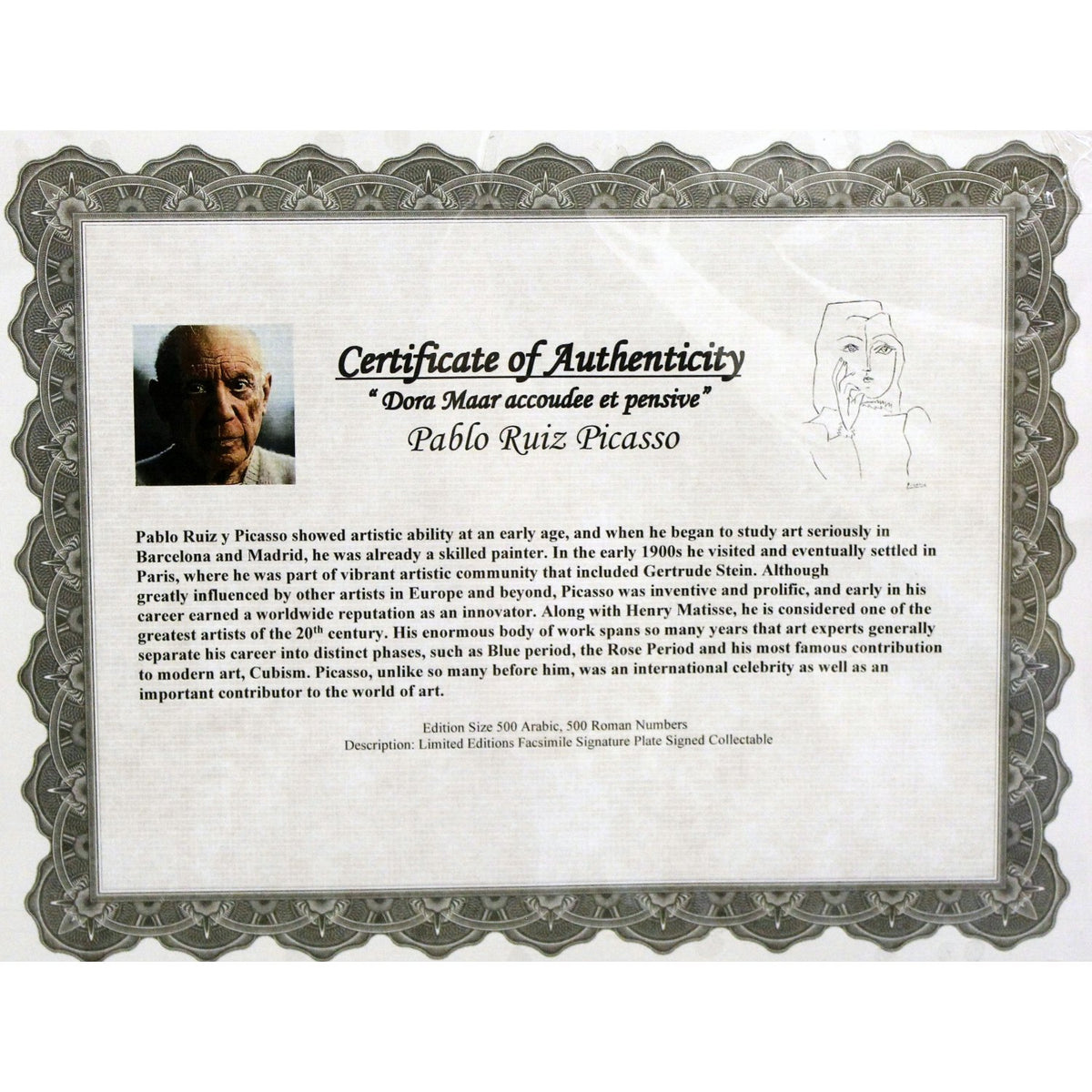 Gallery Framed Art Print 'Dora Maar accoudee et pensive' By Pablo Picasso