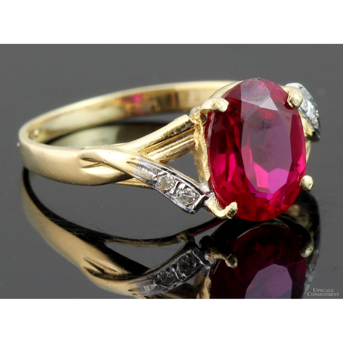 2.41ct Lab-Created Ruby & Diamond 14K Yellow Gold Ring