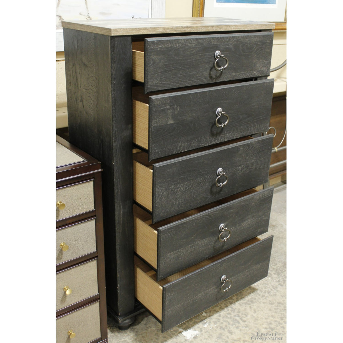 Ashley 5 Drawer Rustic Black Chest of Drawers