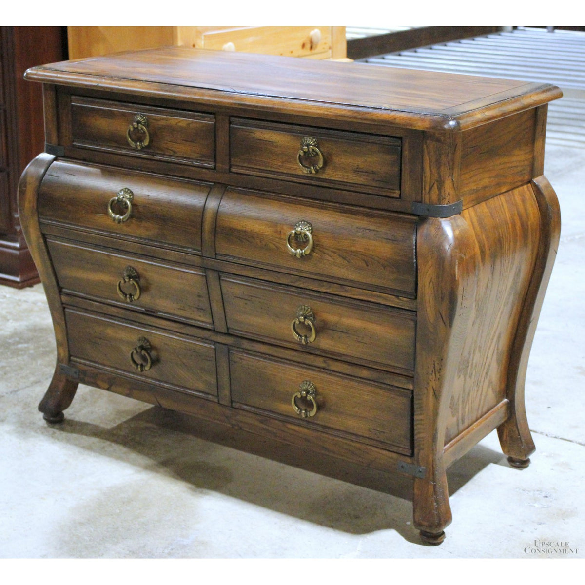 5 Drawer Oak Bombe Chest