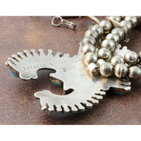 Zuni Needlepoint Turquoise & Sterling Silver Squash Blossom Necklace