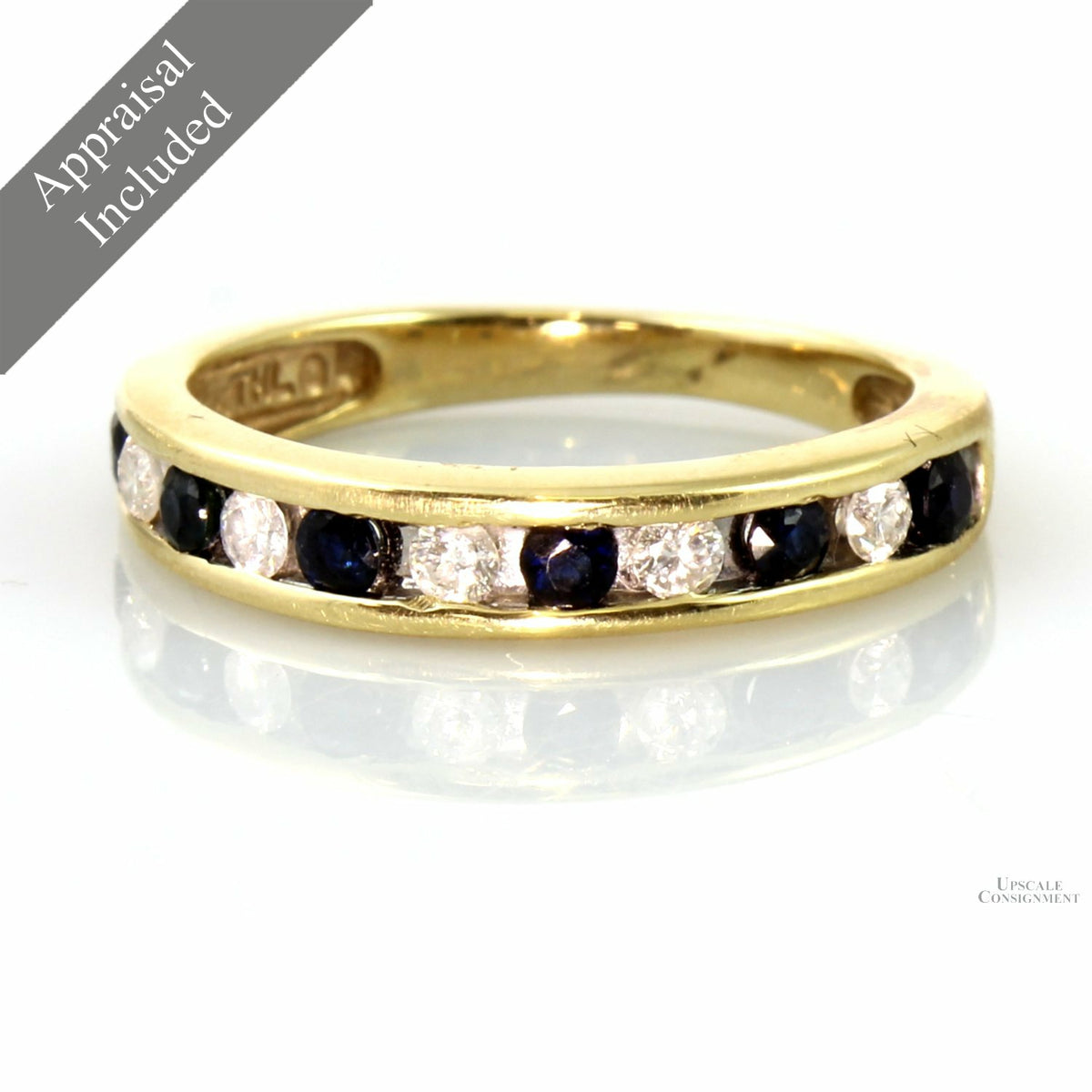 .36ctw Sapphire .22ctw Diamond 14K Yellow Gold Band