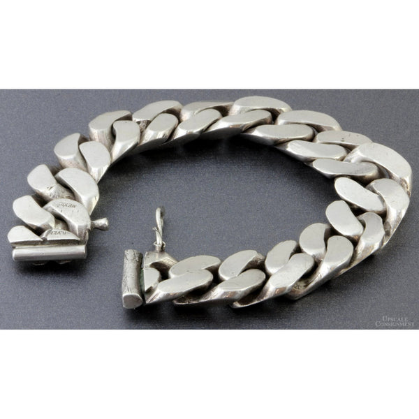 Handcrafted Mid-Century Lady's Silver Cuban Curb Link Bracelet
