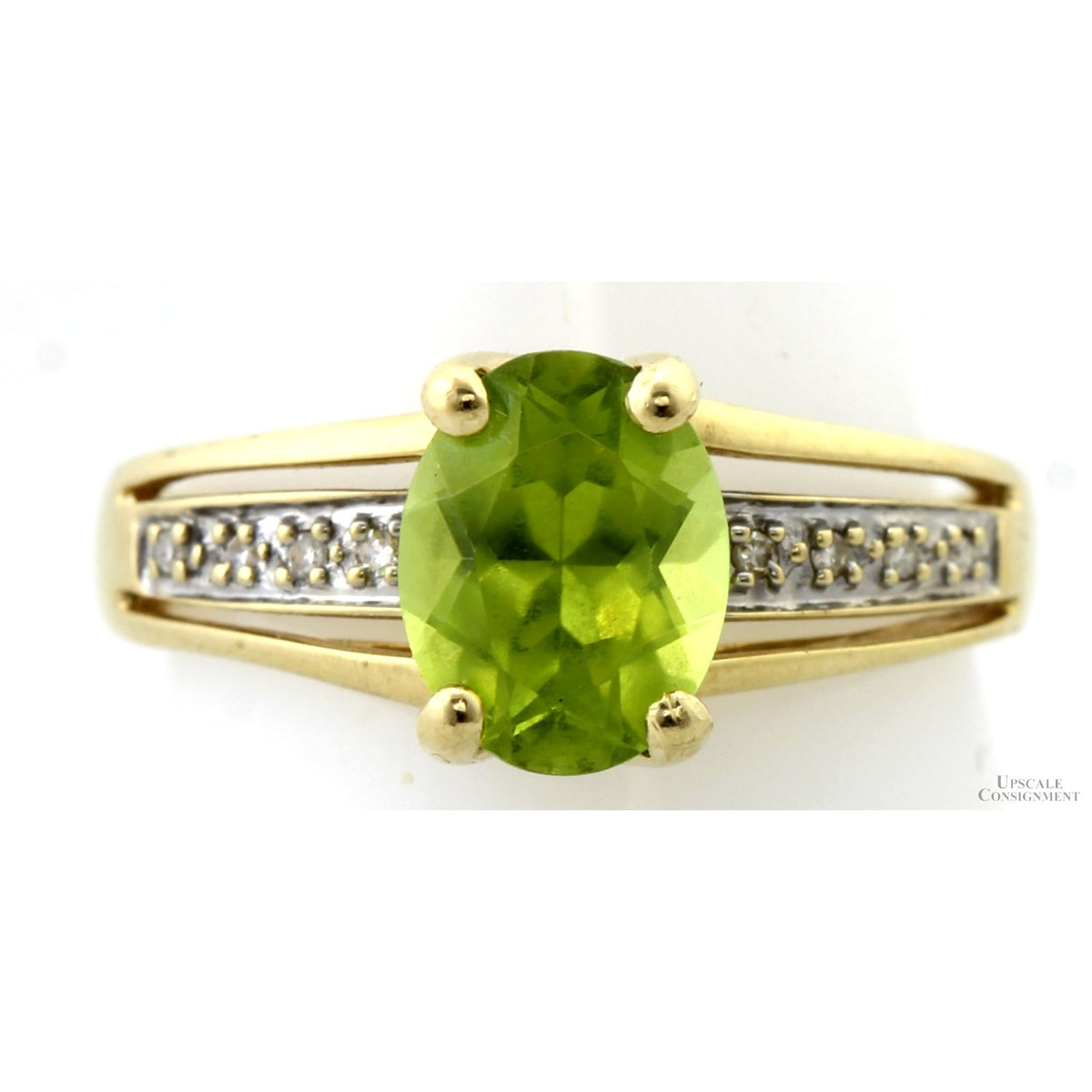 14K Two-Tone Gold 2ct Vibrant Green Peridot & Diamond Ring