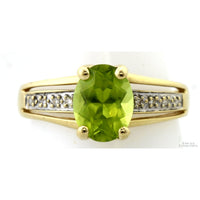 14K Two-Tone Gold 2ct Vibrant Green Peridot & Diamond Ring