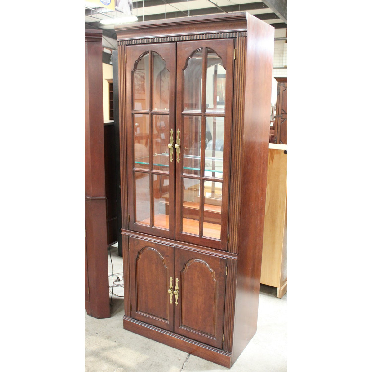 Lighted Mahogany Display Cabinet