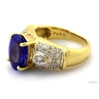 18K Gold 3.50 Carat Tanzanite & .90ctw Diamond Ring