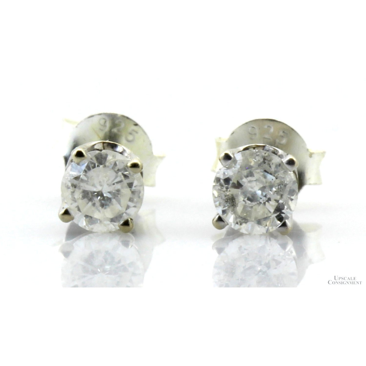 0.60ctw Diamond & 14K White Gold Stud Earrings | 925 Backs