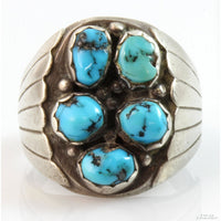 Turquoise Nugget Cluster Sterling Silver Men's Ring