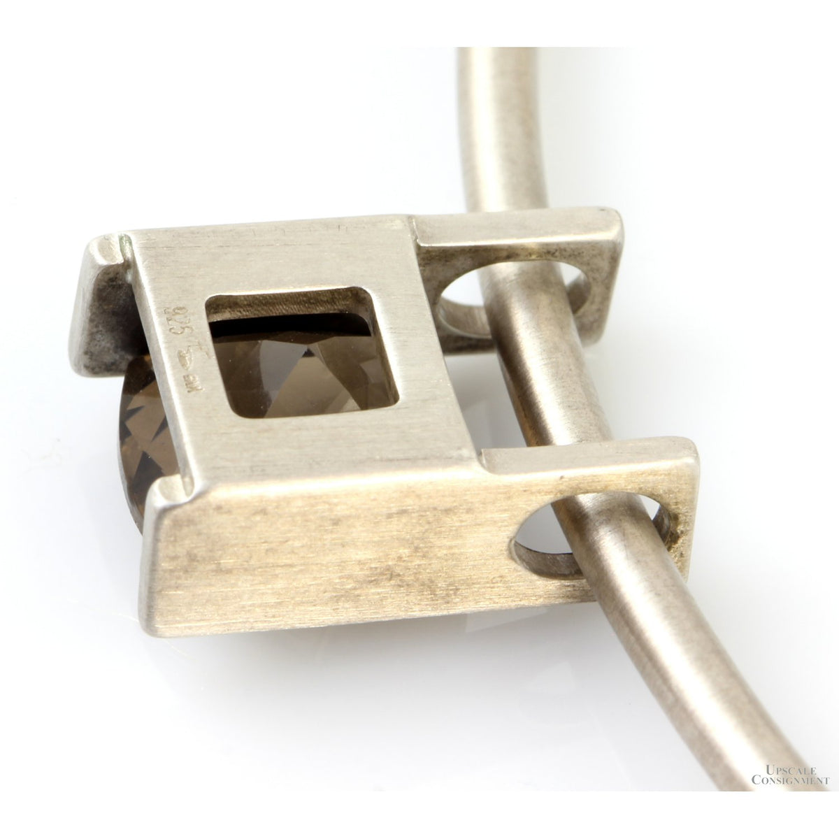 Smoky Quartz Pendant Sterling Silver Torque Collar Matte Finish