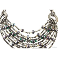 Stephen Dweck Multi-Strand Sterling Silver Necklace with Gray Pearls & Mixed Gemstones