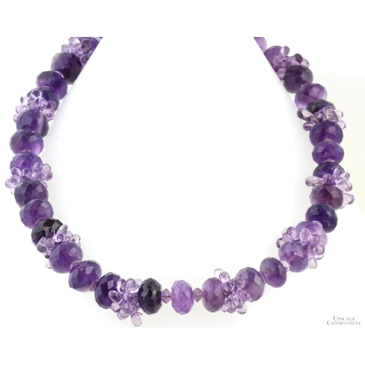 Natural Amethyst Rondell & Teardrop Beaded Necklace