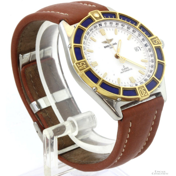 Breitling J-Class Automatic Swiss Made Watch | Ref. D10067 | 18K Gold & Blue Enamel Bezel