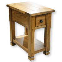 Oak End Table w/Sliding Top & Drawer