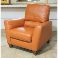 Natuzzi Coral Orange Leather Pushabck Recliner