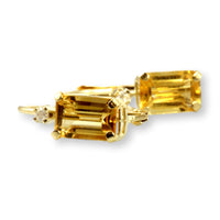 14K Gold Citrine & Diamond Leverback Earrings